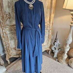 Elegant Long Sleeve Blue Dress